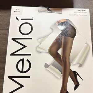 MeMoi Black Sheer Control Top Pantyhose